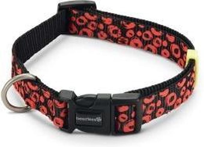 Beeztees - Halsband Scribbles - Nylon - Zwart - 35-50cm x 20mm