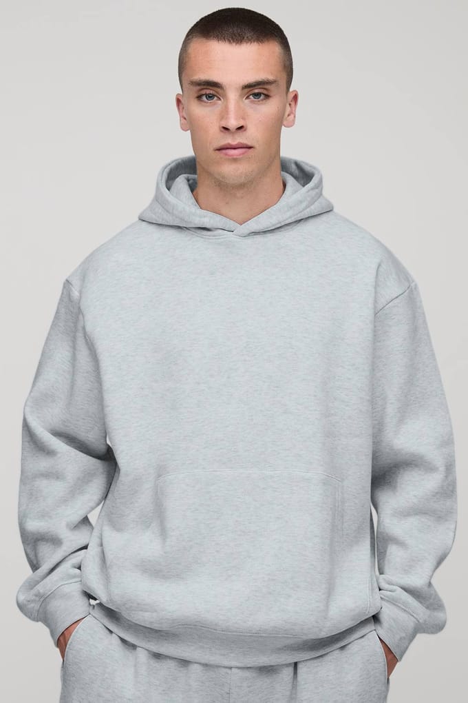 Essential Oversized Over the Head Hoodie | Grey Marl | Size Small