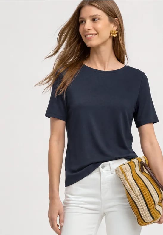 Basic Shirt met ronde hals in Unifarbe