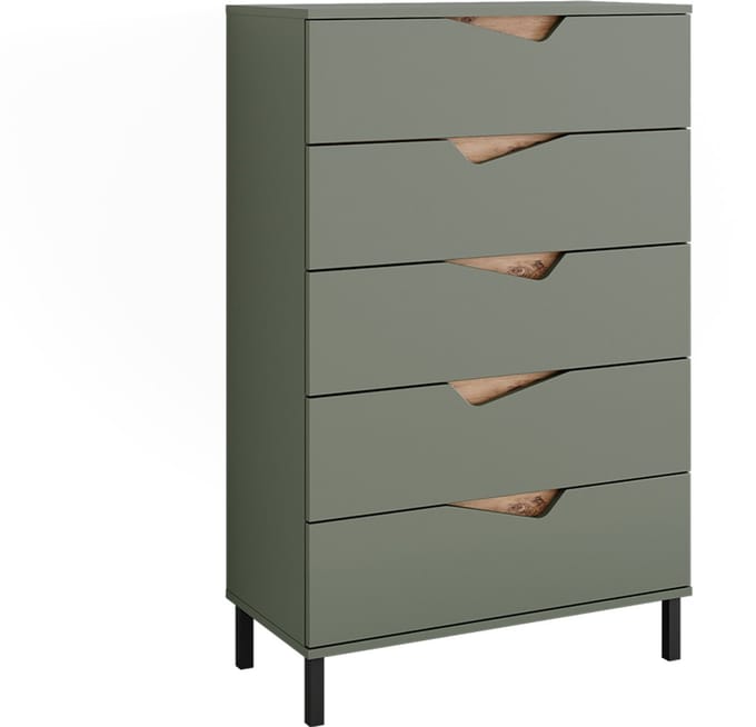 Vicco Marelle Dressoir – 76 x 120 cm met 5 laden Groen/Kunstzinnig