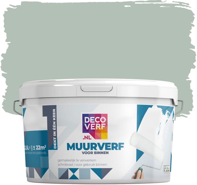 Decoverf muurverf mat saliegroen, 2.5L