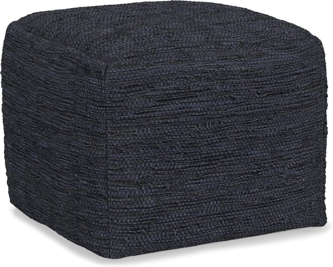 Vierkante Poef, Klein, Donkerblauw, Gevlochten