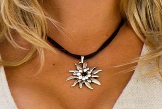 Haus Huberts Dirndl Ketting - Edelweiss hanger met strass steentjes