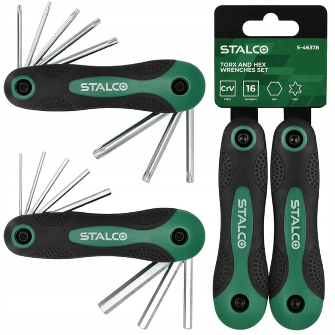 Stalco Opvouwbare Torx- en inbussleutelset - 16 onderdelen