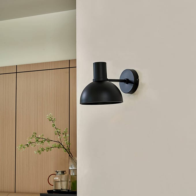 Lucande - Wandlamp design - 1licht - ijzer - H: 19.3 cm - E27 - mat zwart