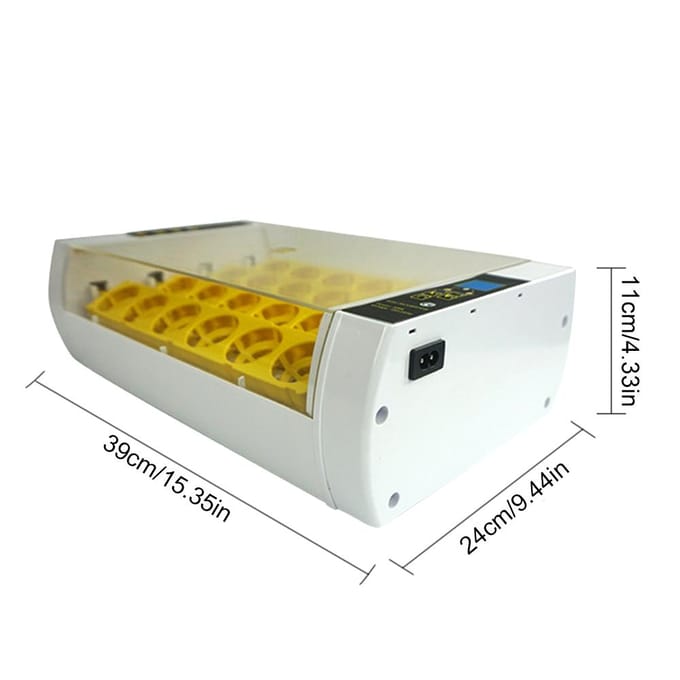Incubateur de 24 œufs avec rotation automatique des œufs, contrôle de l'humidité et lumière de bougie d'œufs, EU Plug yellow