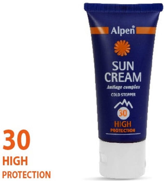 Alpen Zonnebrandcreme Factor 30 - Wintersportproof - Cold Stopper - 30 ml.