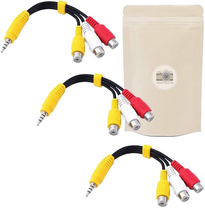 Adapter Kabel - Mini Jack RCA - Audio Video Koppelen - 3 Kleuren Connectoren - 20 cm Lengte