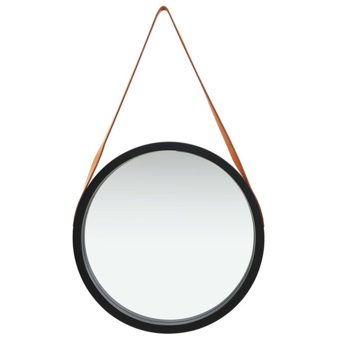 vidaXL - Wandspiegel - met - band - 50 - cm - zwart