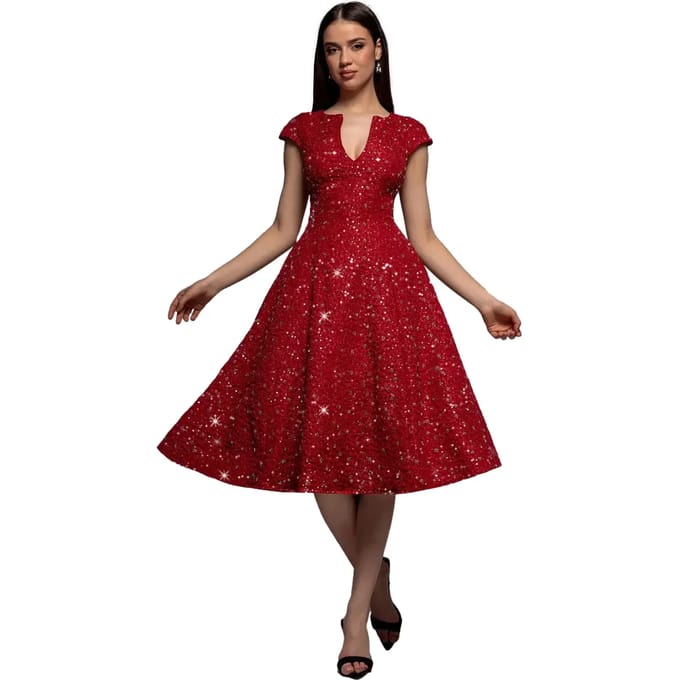 Jurk in jacquard voor dames Goddiva Midi