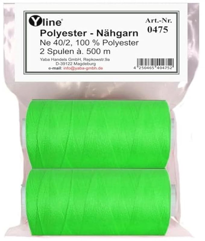 Polyester Naaigaren voor Naaimachines - 1000 m (2 Spoelen) - Neon Groen