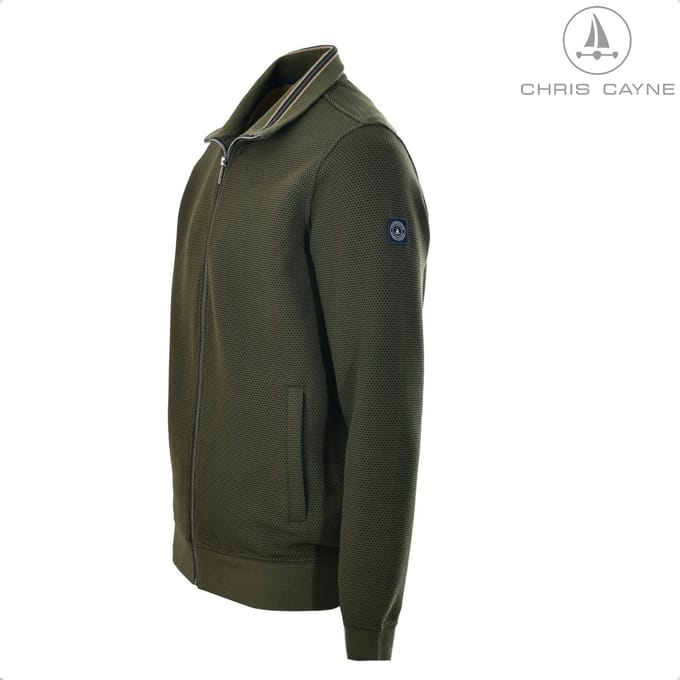Chris Cayne heren vest - L - groen - structuur - honeycomb - effen - rits - steekzakken met rits