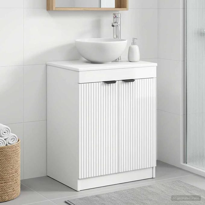 vidaXL - Badkamerkast - Hoogglans - Wit - 54 - x - 41 - x - 70 - cm - Bewerkt - hout