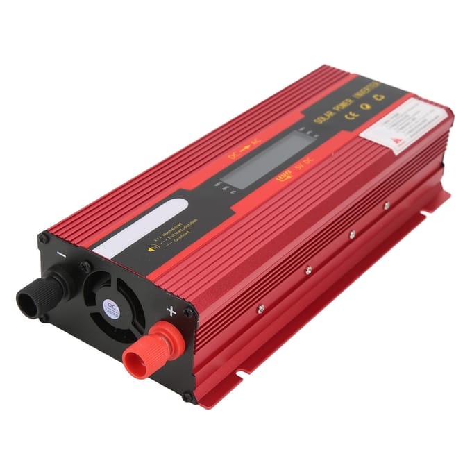 Rode Power Inverter DC12V 24V Input naar Stopcontacten 3000W Piek 8 Beveiligingen met LCD Scherm red