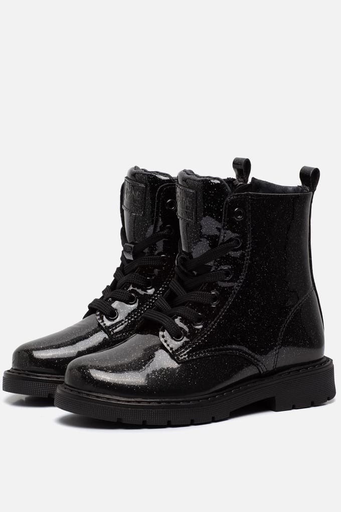 Kipling Ella Veterboots zwart Pu - Maat 27 - Kinderschoenen