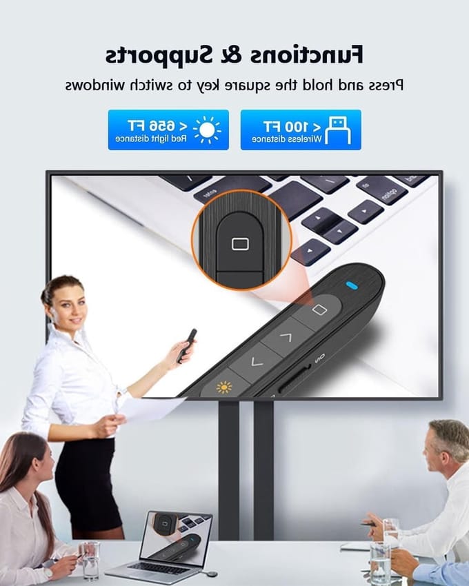 Draadloze Presentator met Laserpointer en Volume Controle voor Professionele Presentaties en Slides Advancer