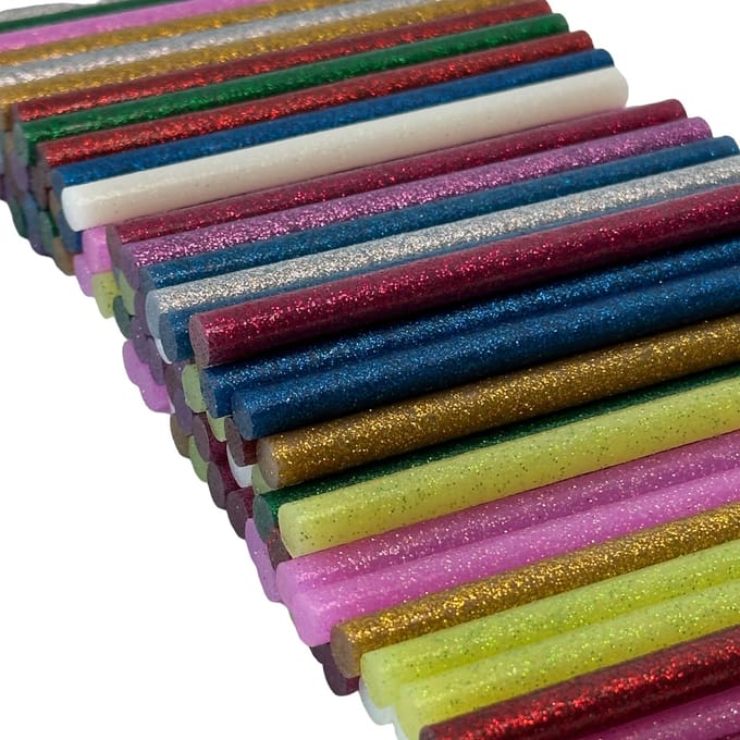 MGM Trading Gekleurde Lijmsticks - 100 stuks glitter lijmstiften 7 mm dikte