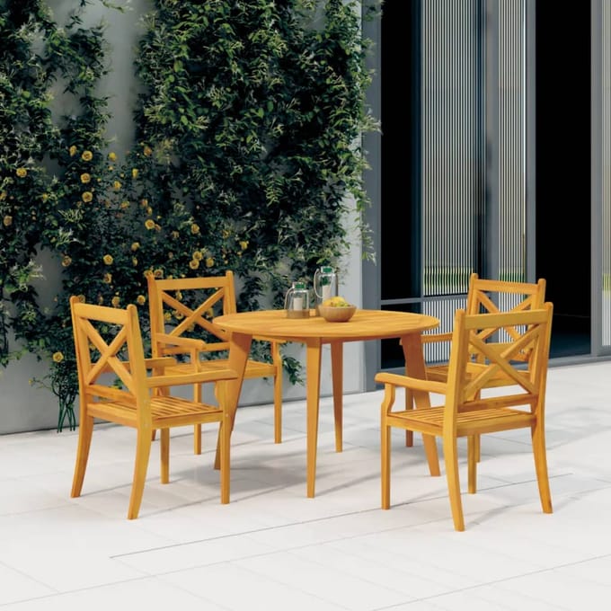 vidaXL - Tuintafel - Ø110x75 - cm - massief - acaciahout