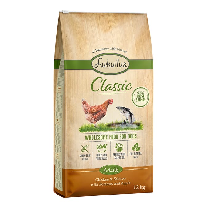 2x 12 kg Lukullus Classic Kip & Zalm (graanvrij) Droog hondenvoer