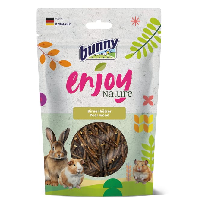 Knaagdier Knabbelhout Bunny Nature - Perenhout 100g - Natuurlijke Snack, Gebitsverzorging