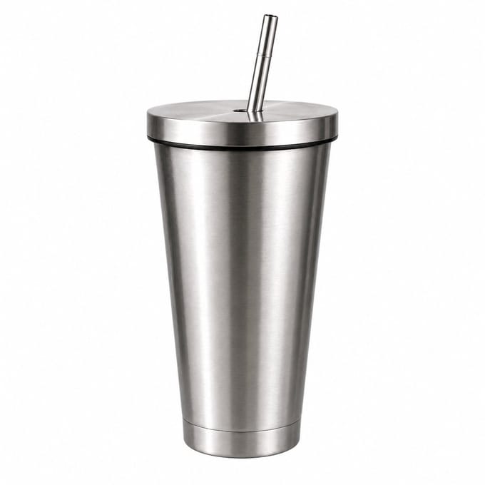 BRD® RVS Drinkbeker Zilver 500ml - Dubbele Wand - Koffiebeker - Autobeker