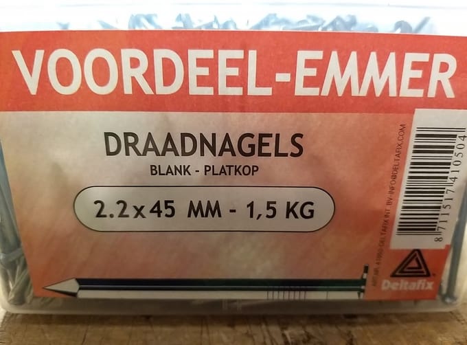 Draadnagels - blank - platkop - 2.2x45mm - 1,5kg. Spijkers. Deltafix.