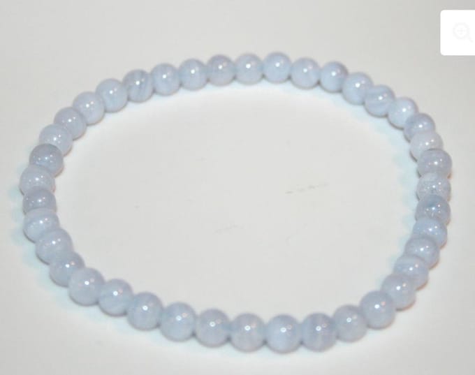 Chalcedoon edelstenen armband 4 mm licht blauw communicatie maat 18