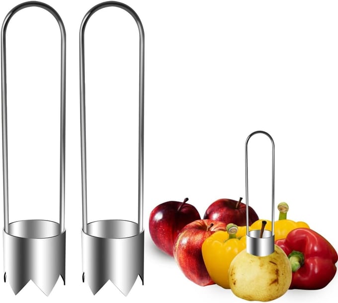 2-delige set: 2-in-1 paprika-ontkerner, appelontkerner, groente-ontkerner — Keukenhulpjes