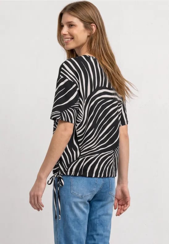 Shirt met ronde hals en trekkoord