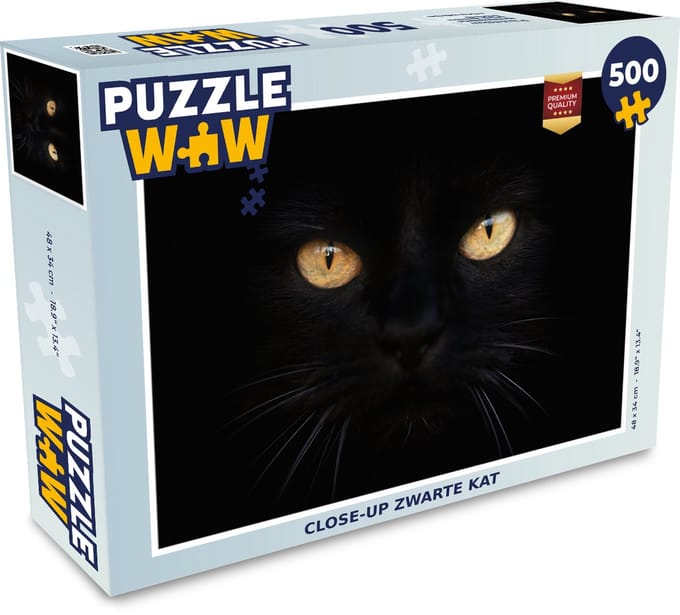 Puzzel Close-up zwarte kat - Legpuzzel - Puzzel 500 stukjes