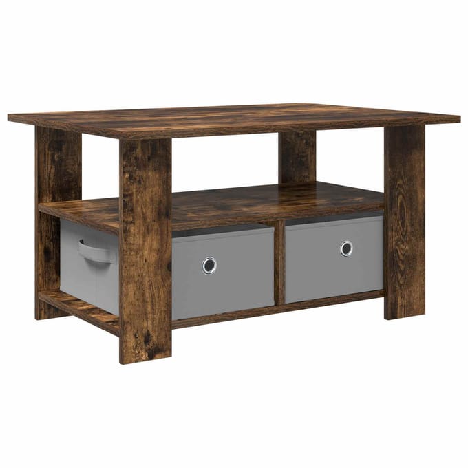 vidaXL - Salontafel - Gerookt - eiken - 77 - x - 55 - x - 42 - cm - Bewerkt - hout