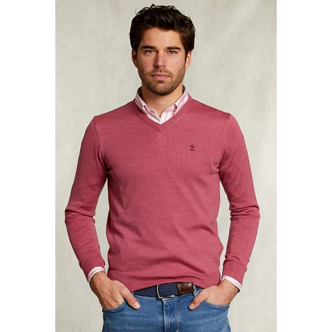 River Woods Custom Fit Merino V-neck Pullover Amaranth Mix Pink Taglia: S | Maglioni a maglia Outlet | Uomo | Rosa