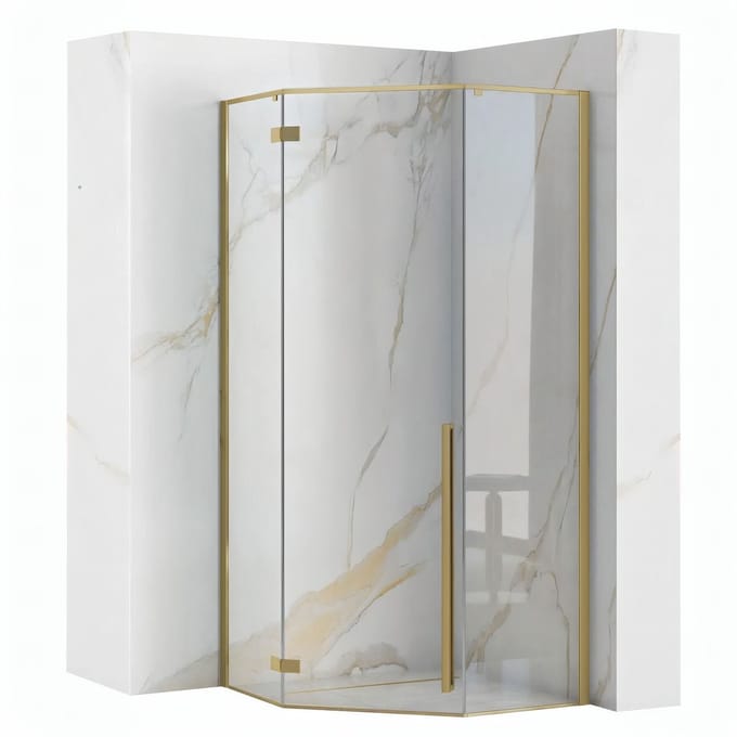 Rea Diamond 100X100 - Douchecabine - Geborsteld Goud - 100X100X195Cm