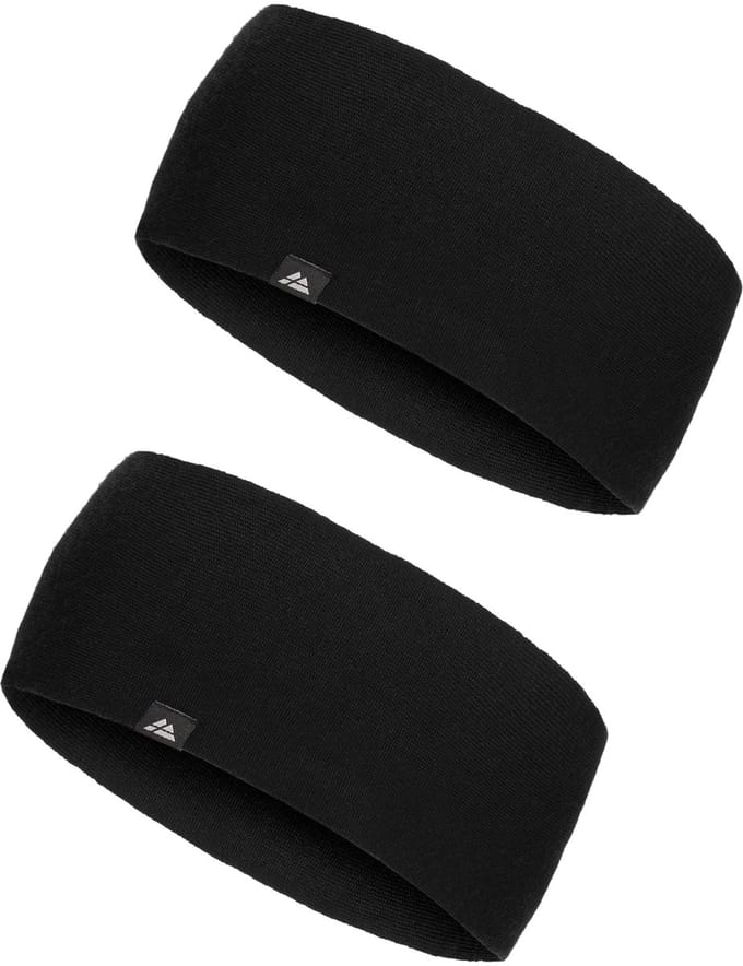 DANISH ENDURANCE Merino Hoofdband - Zwart - 2 pack - Maat S/M