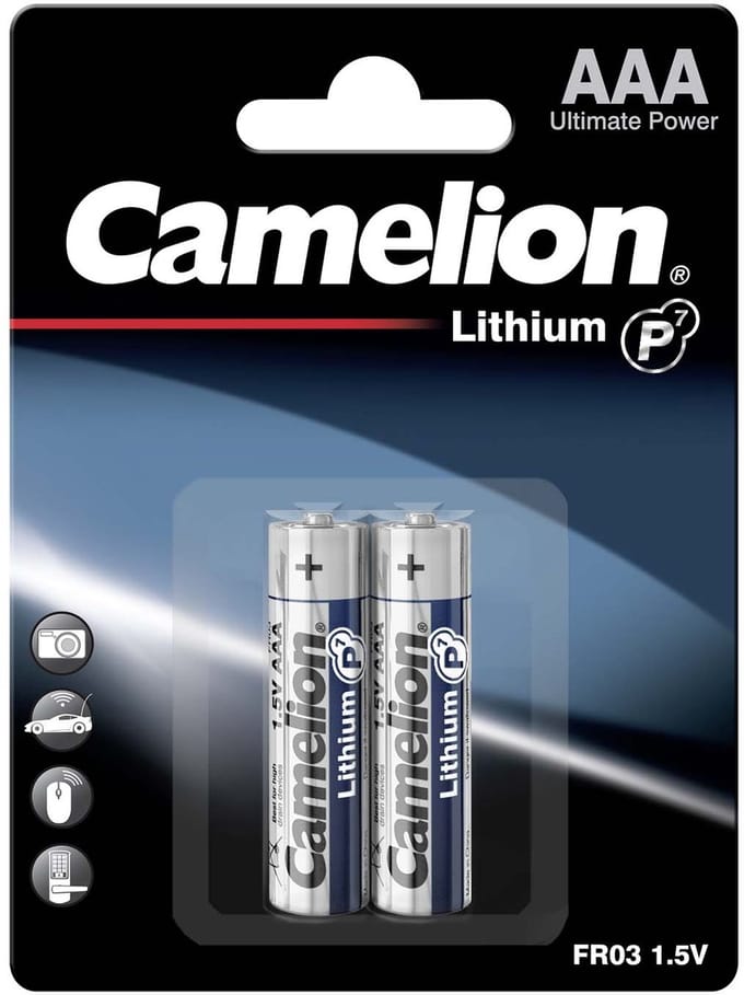 Camelion P7 AAA - LR3 Lithium 1,5V batterijen - 2 stuks