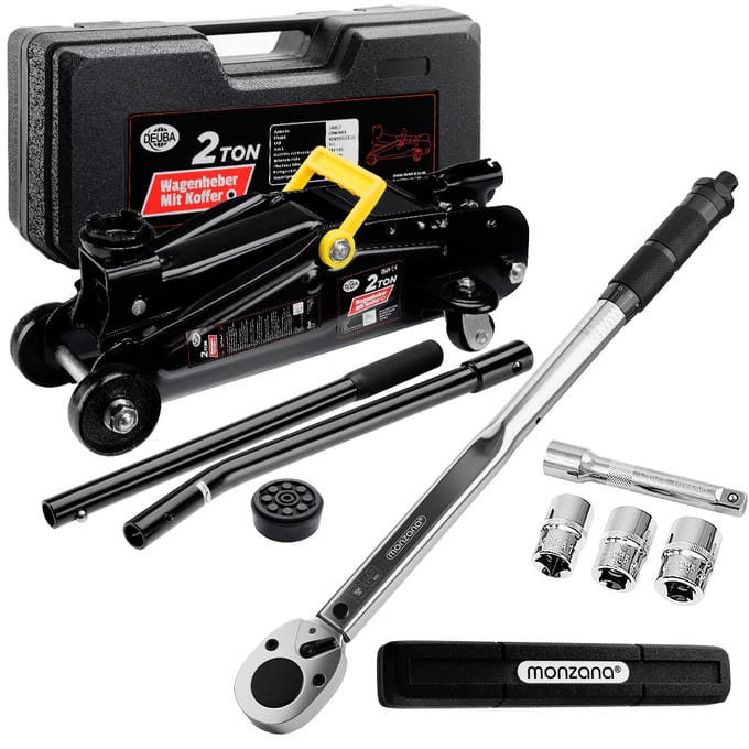 Deuba Bandenwisselset Hydraulische Krik – tot 2 ton – Koffer 6-delig