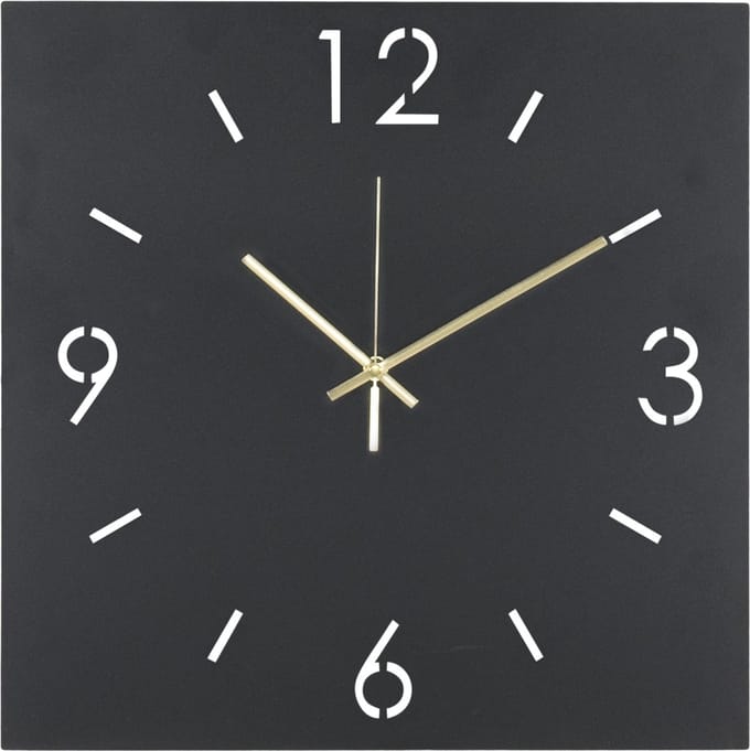 Spinder Design klok Time 40 X 40 - Zwart - Staal