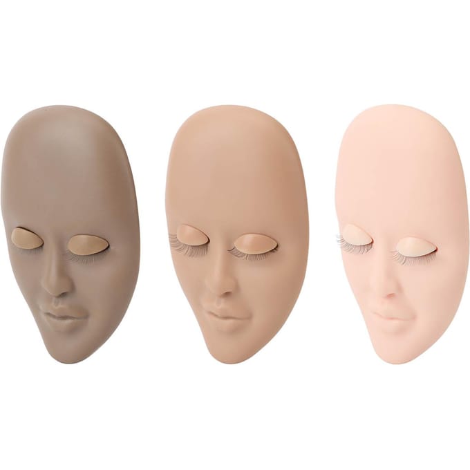 3 STUKS Wimper Mannequin Hoofd Verwijderbare Vervangbare Oogleden Wimper Oefenhoofd Model voor Schoonheid beige