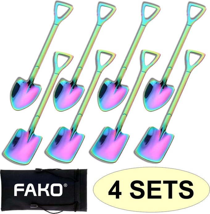 Fako Bijoux® - Dessert Bestek - Schep & Schop - Lepel Set - 15cm - Regenboog - 4 Sets