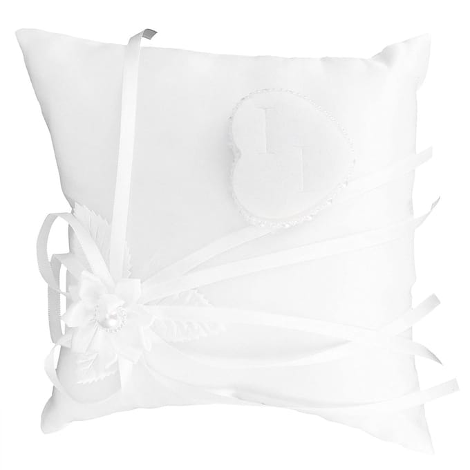 Ringkussen Hartvorm - Bruiloft Accessoire - Trouwringen Presenteren - Romantische Sfeer - 20x20cm - Wit