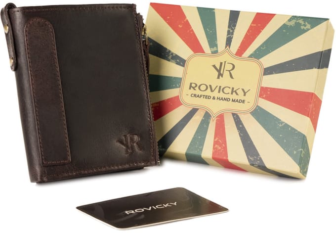 Rovicky Retro Serie - Lederen Verticaal Portemonnee - RFID - Elegant Design
