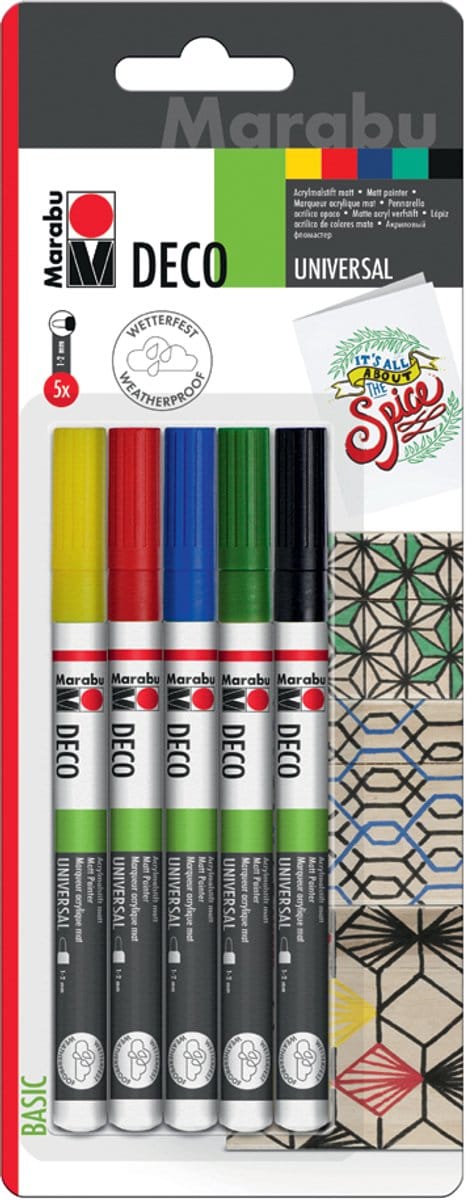 Marabu Acrylmarker Deco Painter mat, set van 5