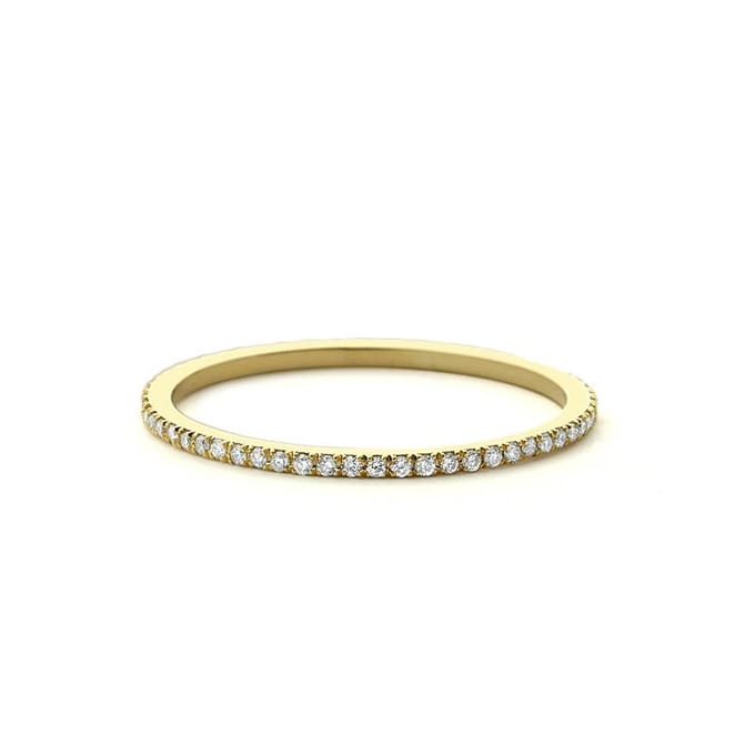 Dames Sieraden Micro Pave Zirconia Kristal Bruiloft Ring Eternity Stapelring Mode 1.0mm Rosé Goud Jubileum Ring 10 beige