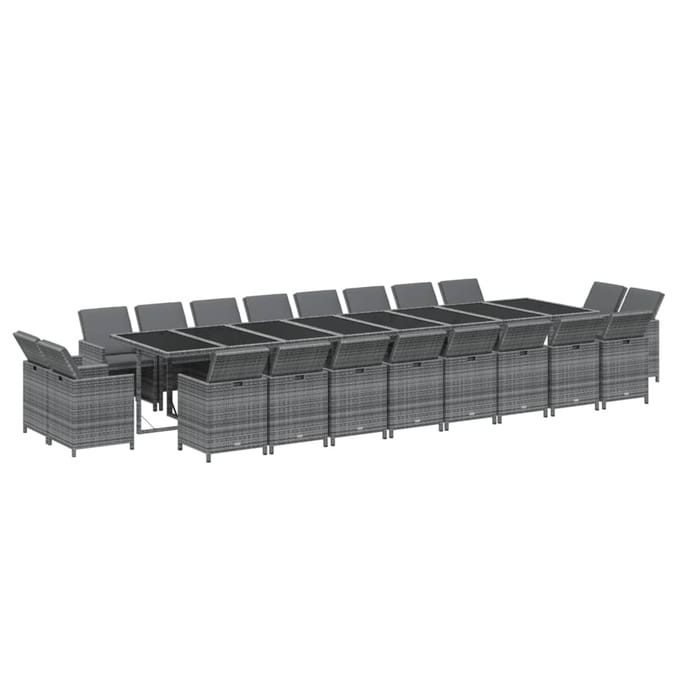 vidaXL - 21-delige - Tuinset - met - kussens - poly - rattan - grijs