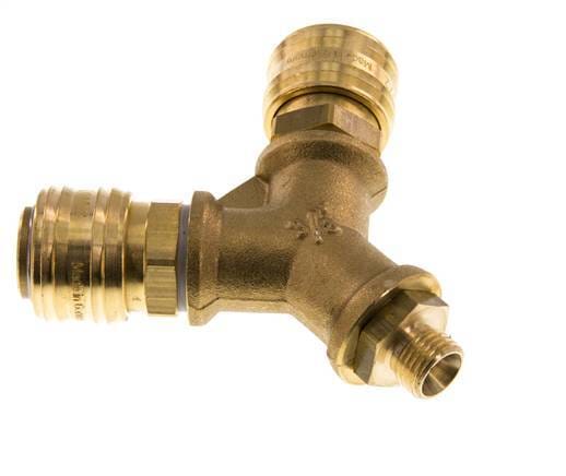 Messing DN 7.2 (Euro) Luchtkoppeling Snelkoppeling G 1/4 inch Buitendraad Wandmontage 2-weg - CLS7-M-B-2W-014