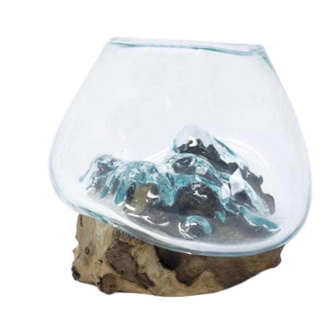 Enkele houder van Gesmolten Glas op Hout