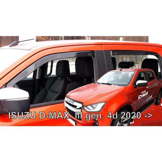 Wind deflectors - HEKO - Isuzu D-Max 3 (sinds 2020) - 4 stuks - Gerookt getint - Hoge dichtheid acryl