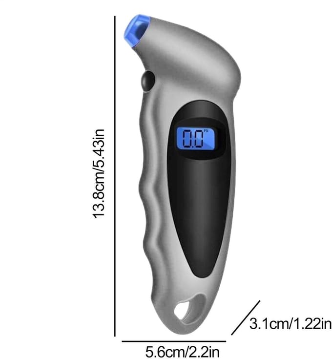 Luchtmeter Bandenspanning - Bandenmeter Digitaal - Veilig Rijden - Verlicht LCD Scherm - 100 PSI - Zilver