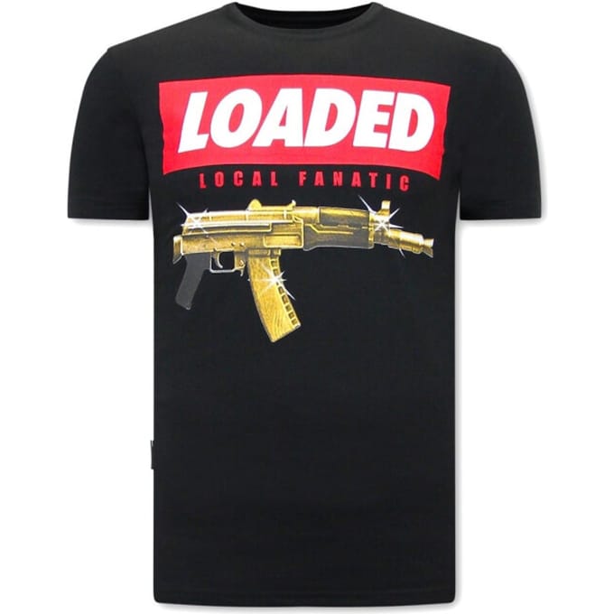 Stoere T shirts Heren - Loaded Gun - Zwart