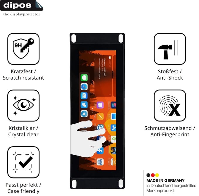 dipos – 2x Pantserfolie geschikt voor GeeekPi DP-0059 7.84 Zoll | 9H Screenprotector